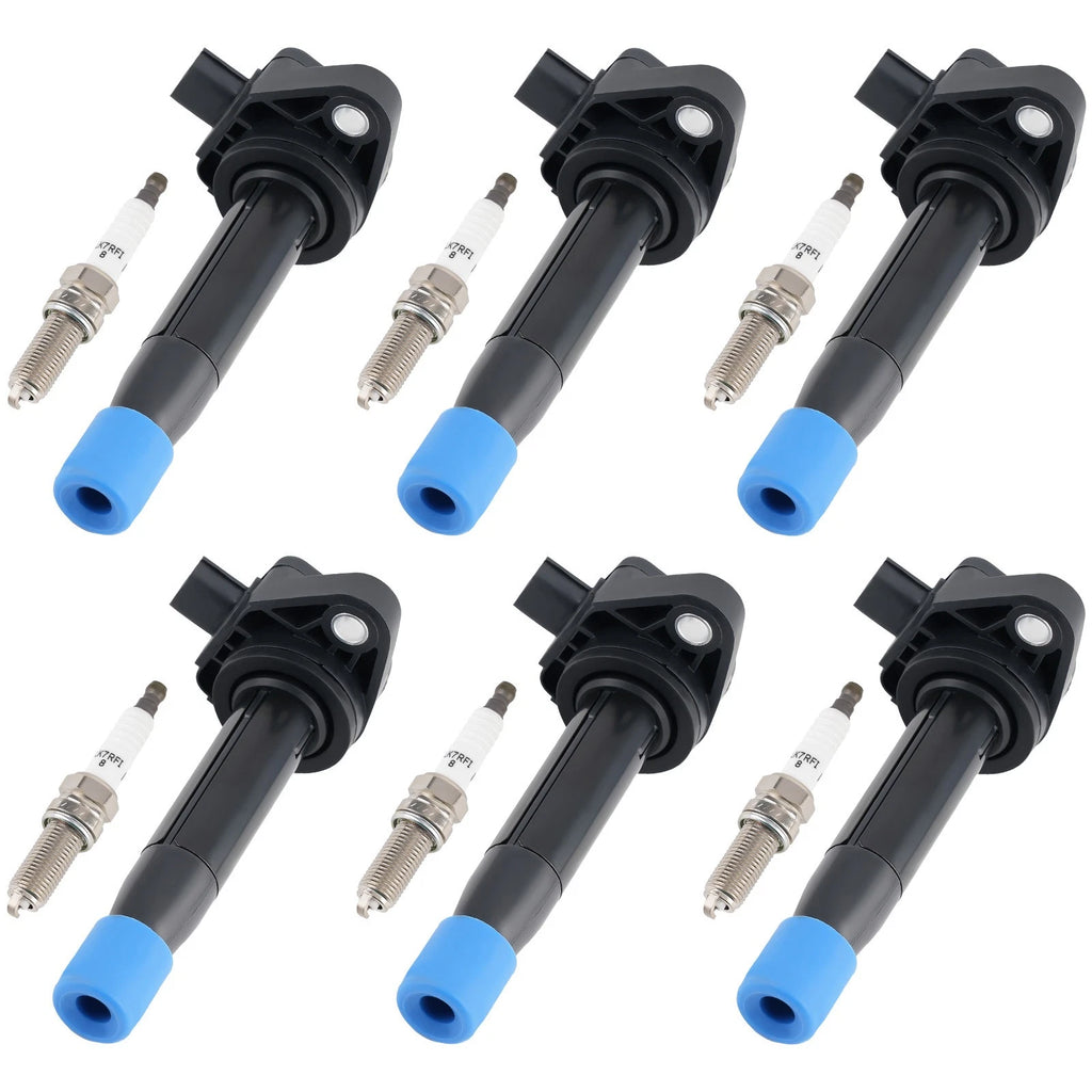 Set of 6 Ignition Coils & Spark Plugs for Acura RDX ZDX Honda Pilot Ridgeline