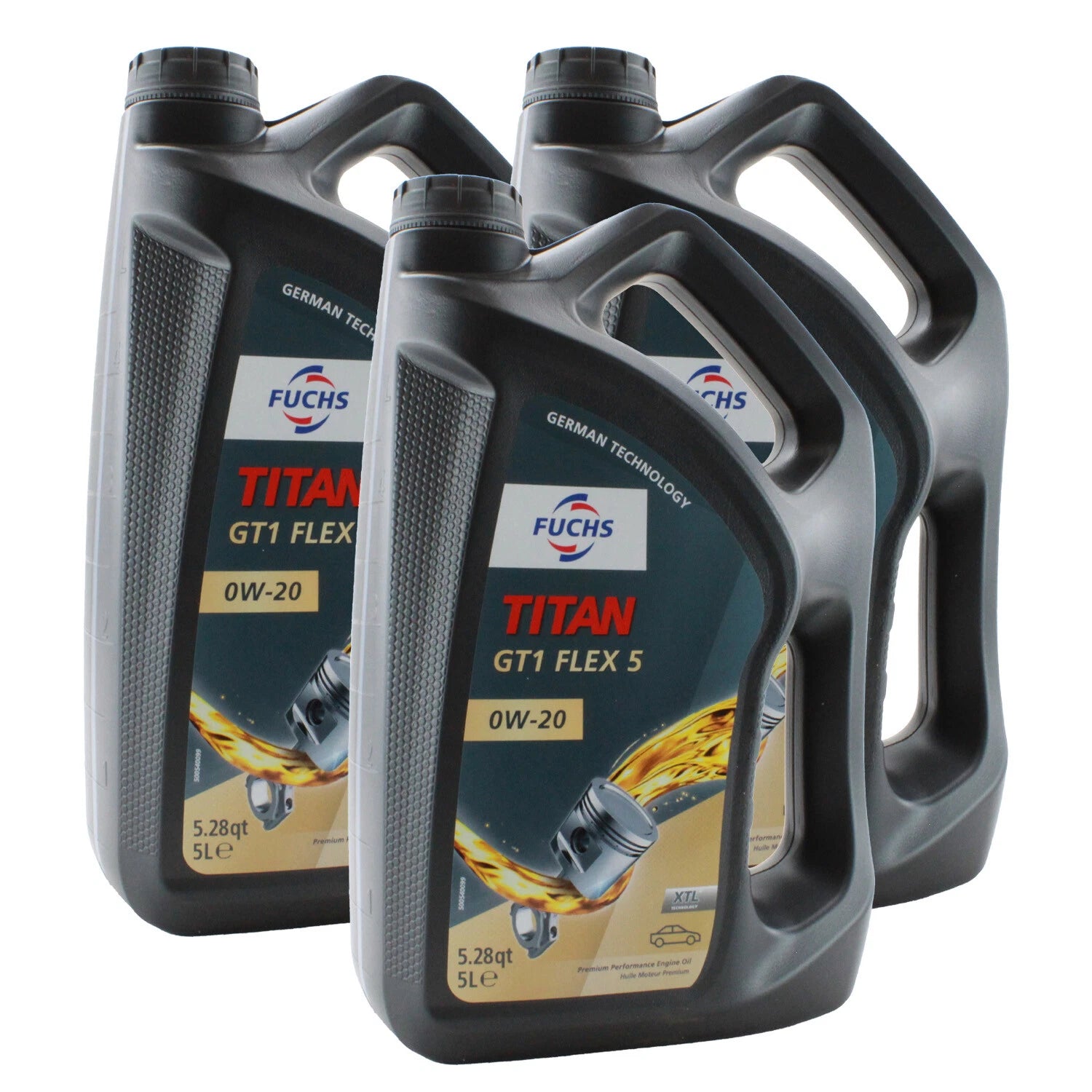 3X 5L Fuchs TITAN GT1 FLEX 5 SAE 0W-20 Engine Oil for Acura Honda