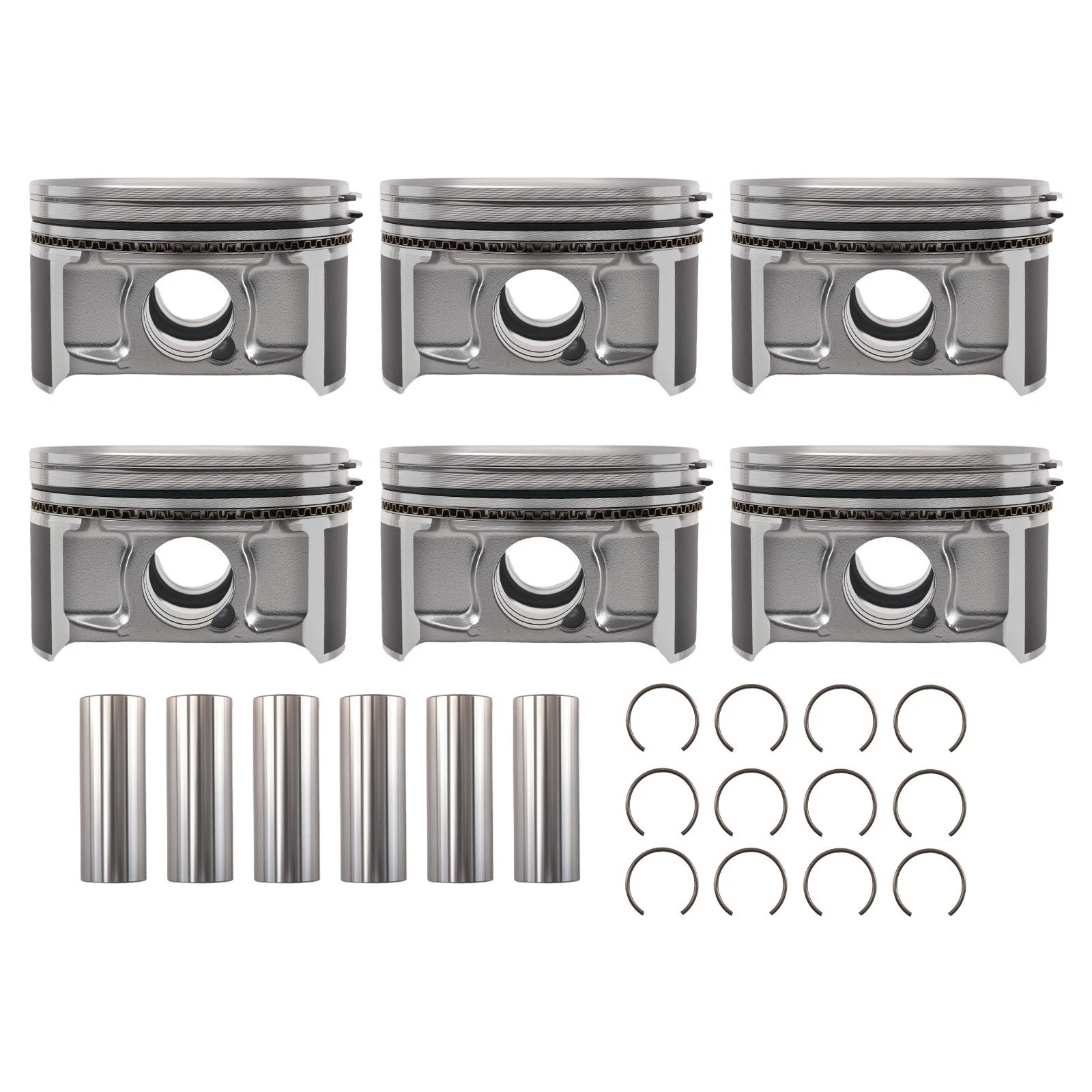 Engine Piston Set with Rings for Chrysler Dodge 2.7L V6 DOHC (1998-2010)