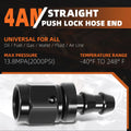 4AN to 1/4" Barb Straight Push Lock Hose End Fitting (2000PSI)