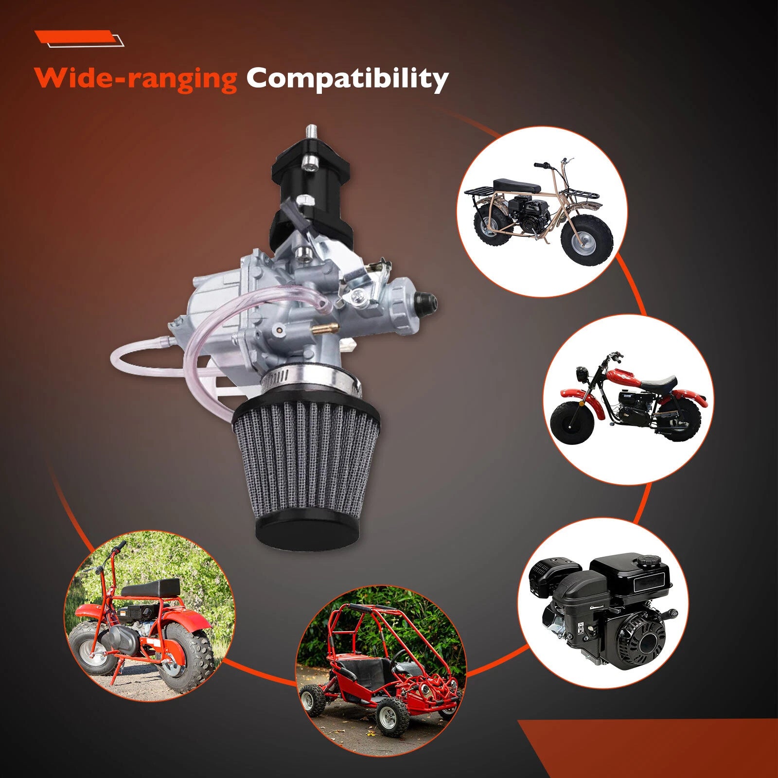 VM22 Carburetor Kit for Mini Bike Baja Coleman CT200U BT200X M200 KT196 (212cc)