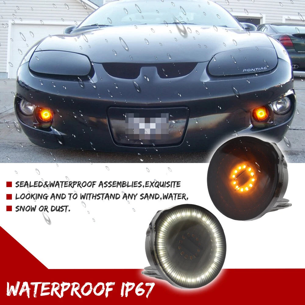 Smoked Switchback LED Front Bumper DRL Signal Lights for Pontiac Firebird (1998–2002)