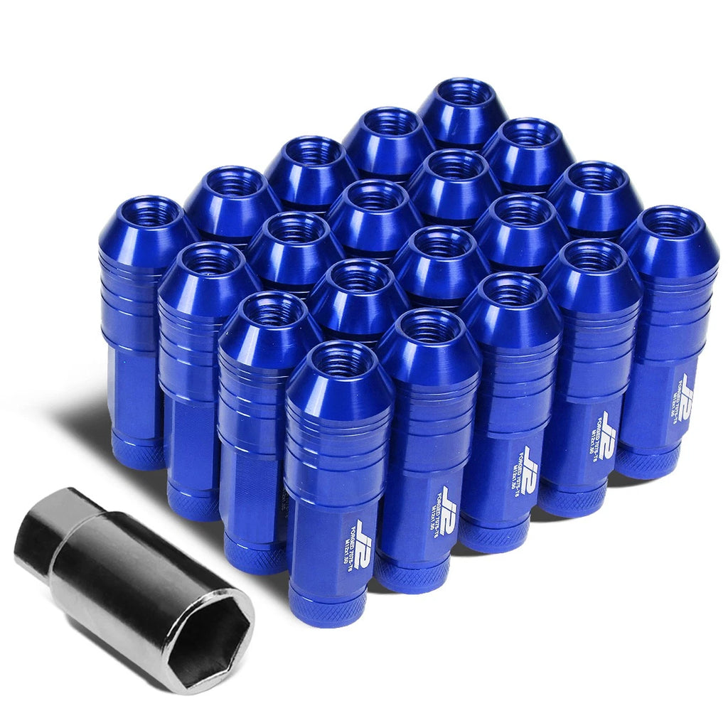 20Pcs J2 7075 Forged Aluminum M12x1.5 Open-End Lug Nut Set w/Adapter Blue