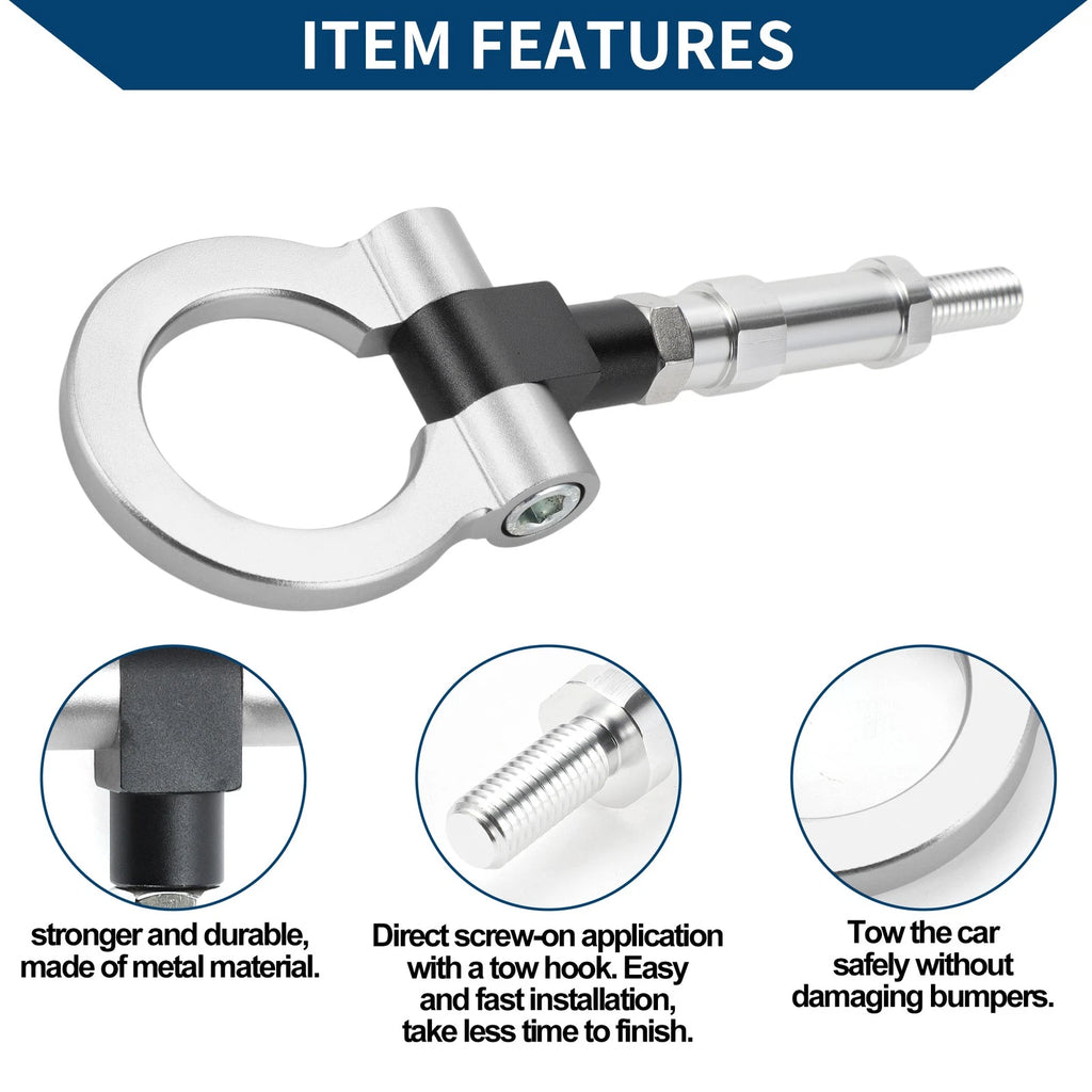 Tow Hook for Honda S2000 (2000–2009) - Metal Towing Ring, Silver