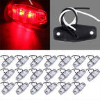 20Pcs Surface Mount Mini Clear/Red Side Marker Clearance Light for Pickup