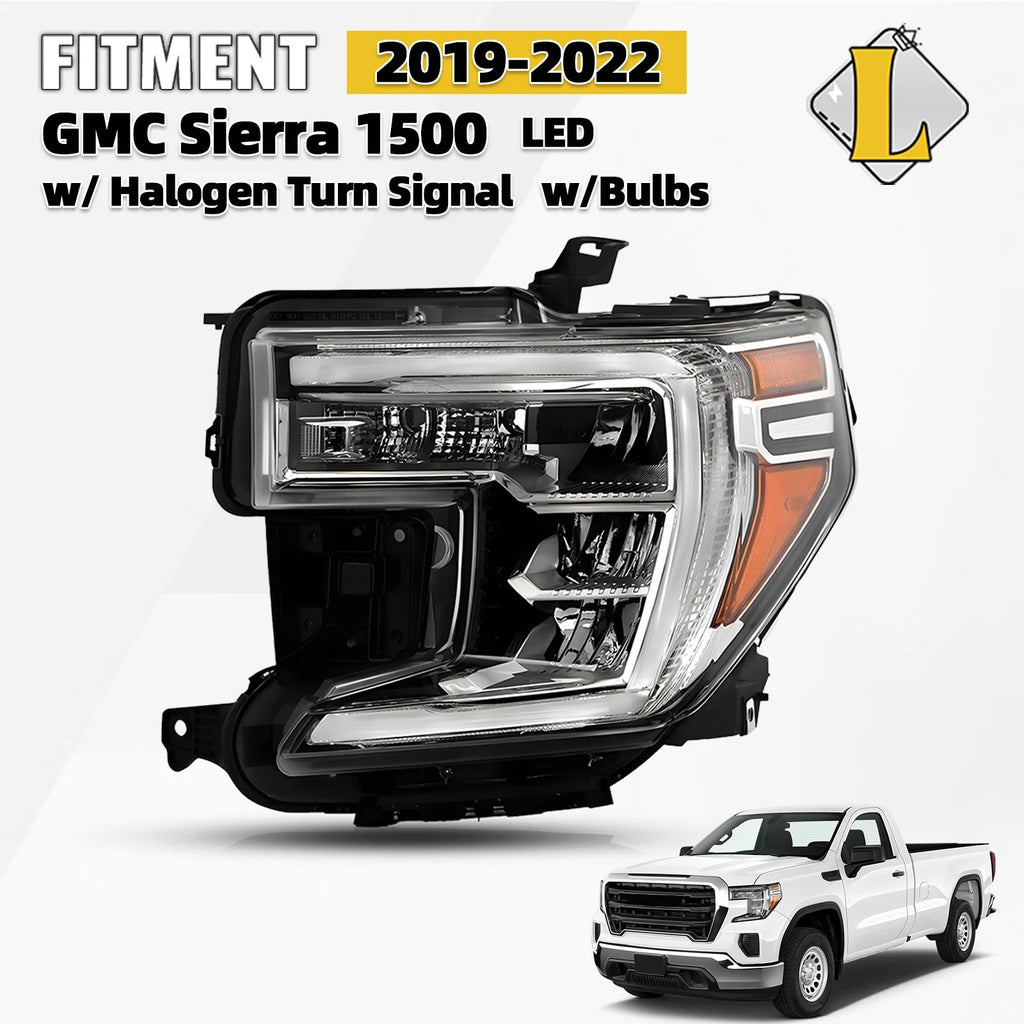 LED Headlight w/ Halogen Turn Signal for GMC Sierra 1500 (2019–2022)