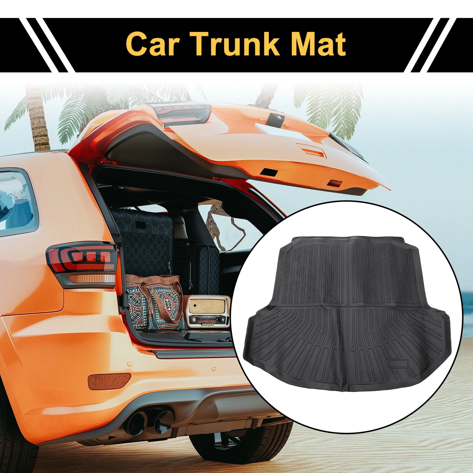 Cargo Liner Rear Trunk Mat for Volkswagen Jetta (2019–2024) TPE Stripe Pattern