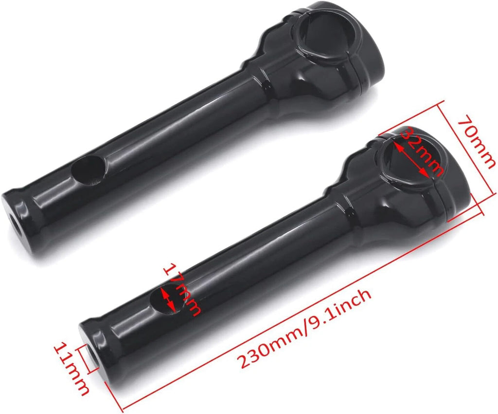 8" Black Risers 1.25" Handlebar Top Clamps for Harley Road King Dyna