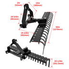 50-Inch Black Landscape Rake Comb for Class 0 Tractors