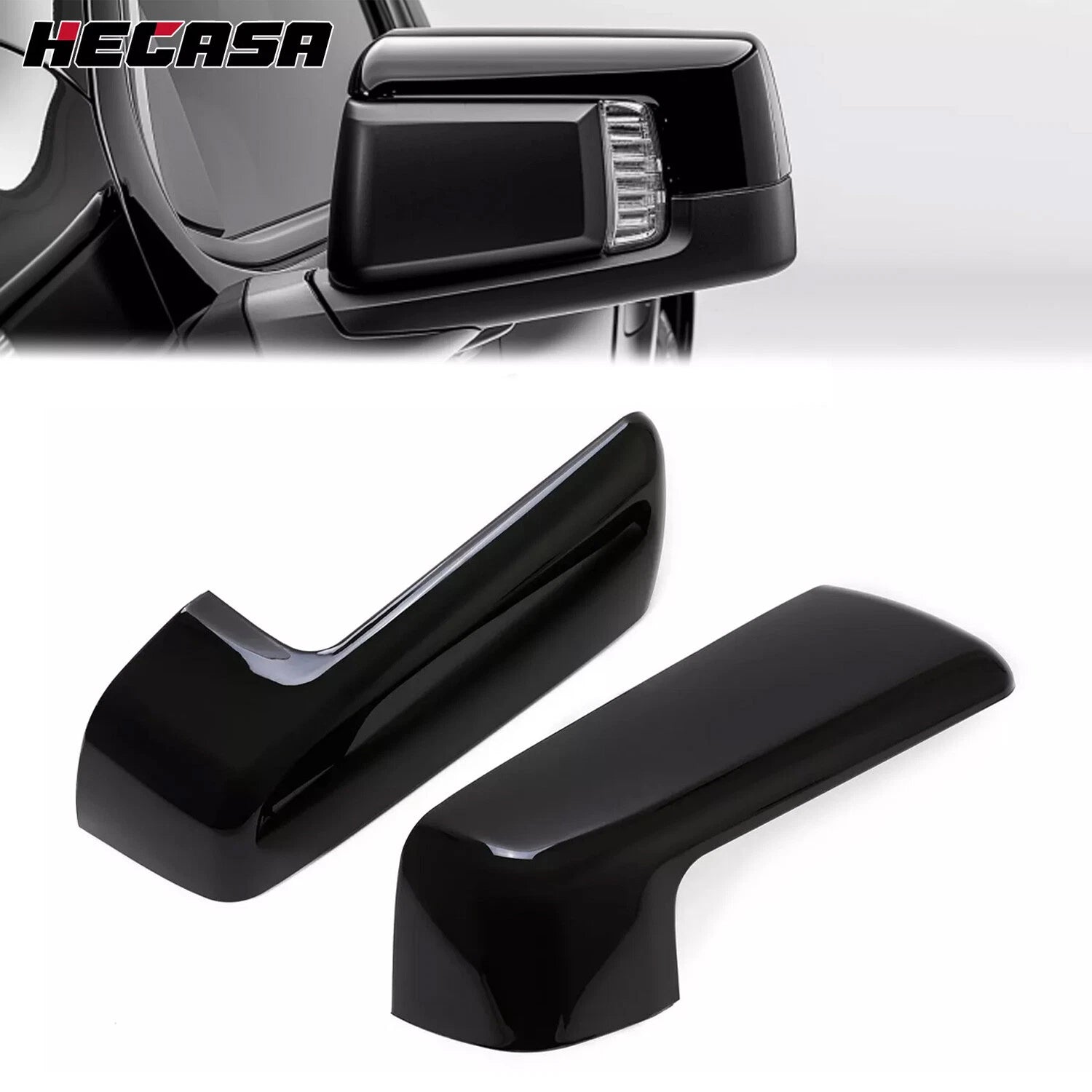 Pair Gloss Black Top Half Mirror Cap Cover for Chevy Silverado GMC Sierra 1500 (2019–2023)