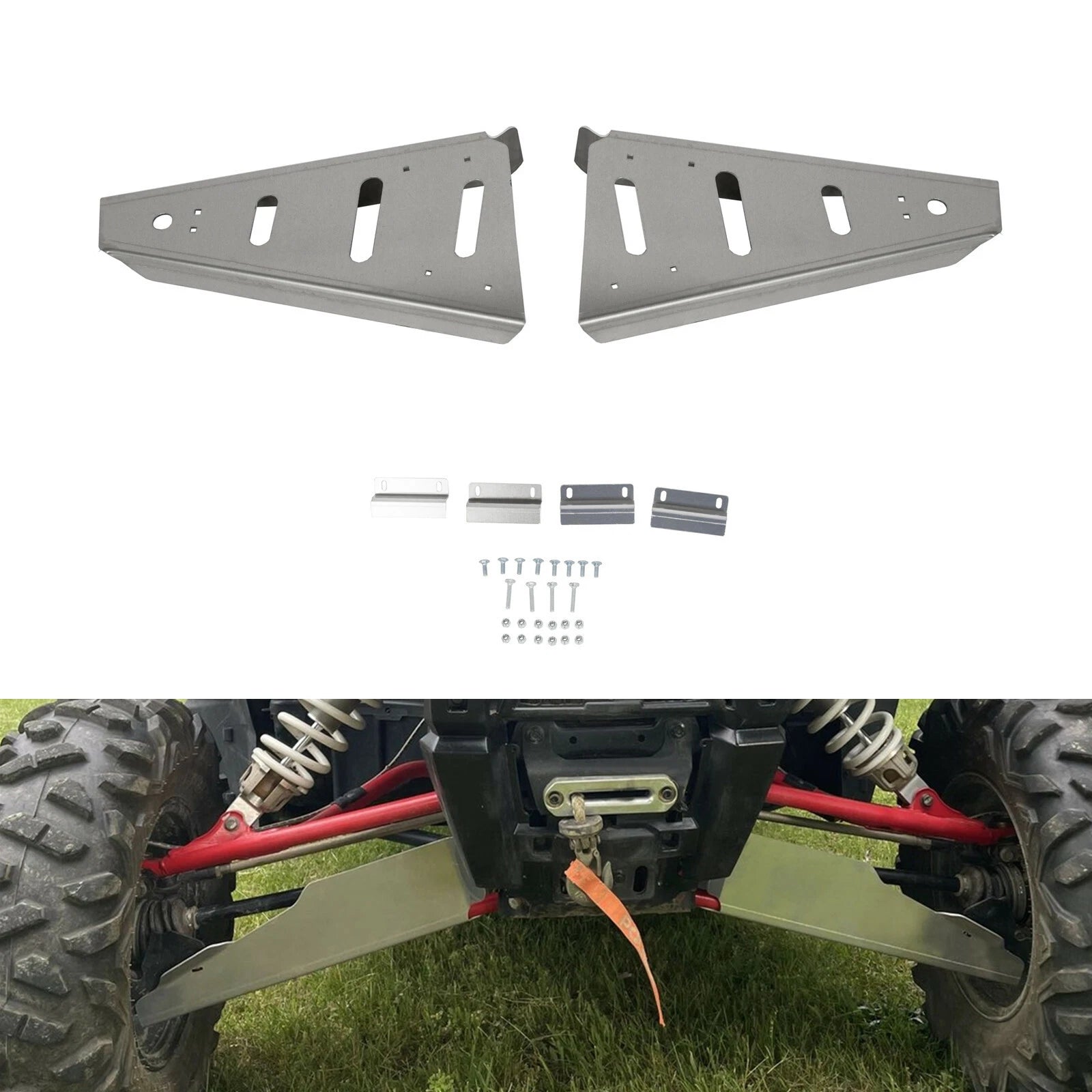 Set of 2 Front Lower A-Arm Guards for Polaris RZR 1000 XP (2014–2018) 1/8" Aluminum