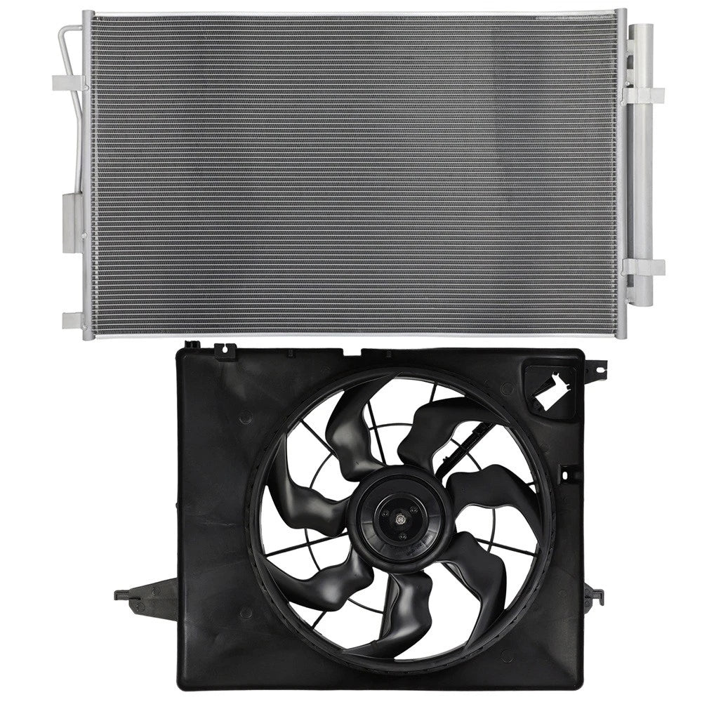 AC condenser and cooling fan assembly for Hyundai Santa Fe Sport (2013–2018)
