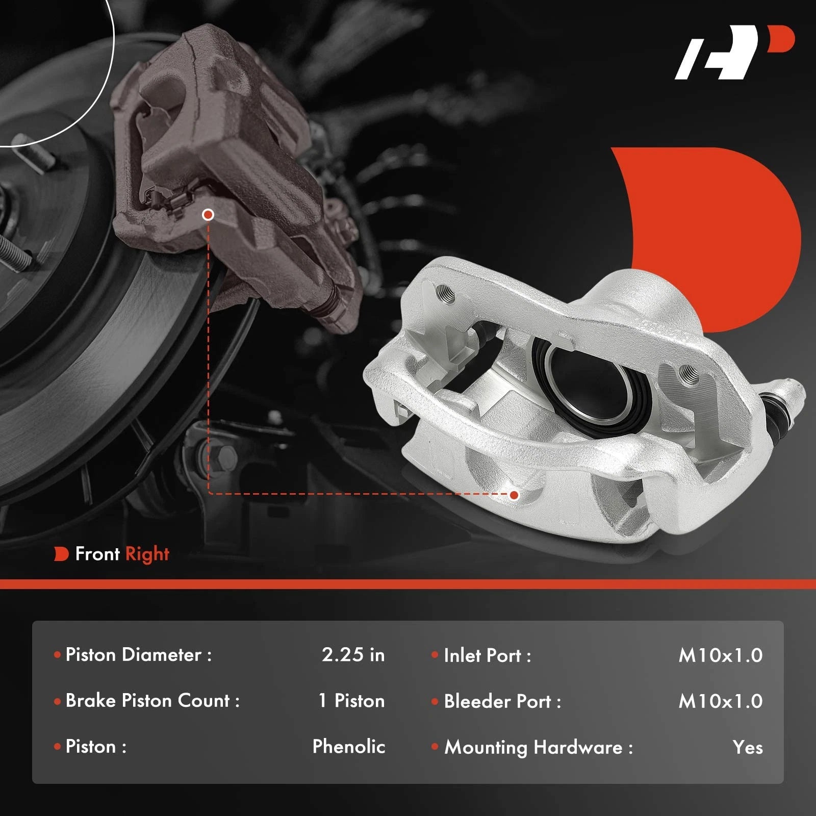 Front Right Disc Brake Caliper with Bracket for Honda Insight (2019-2022)