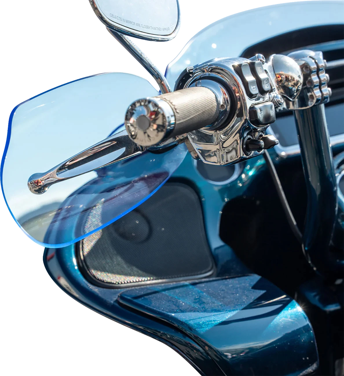 Klock Werks Flare Handguards for Harley-Davidson (Cable Clutch, Blue Ice)