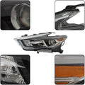 LH Headlight Chrome for Nissan Maxima S SL SV (2016–2018) Halogen LED DRL