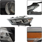 LH Headlight Chrome for Nissan Maxima S SL SV (2016–2018) Halogen LED DRL