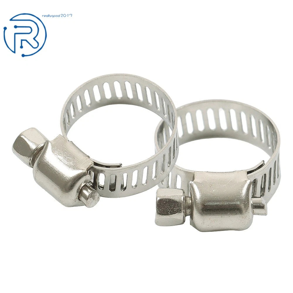 50Pcs Stainless Steel Adjustable Hose Clamp for Fuel Line (1/2"-3/4")