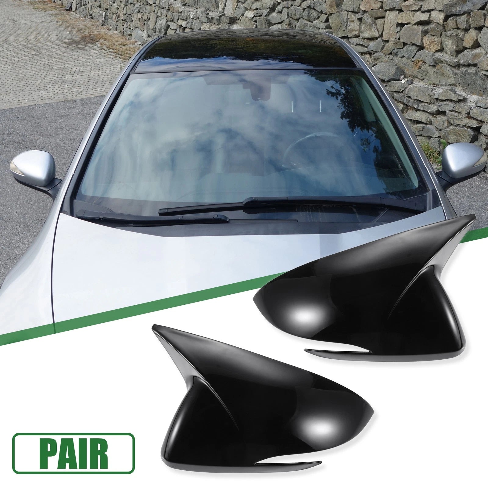 2X Rearview Mirror Cap for Hyundai Elantra (2017–2020) Gloss Black