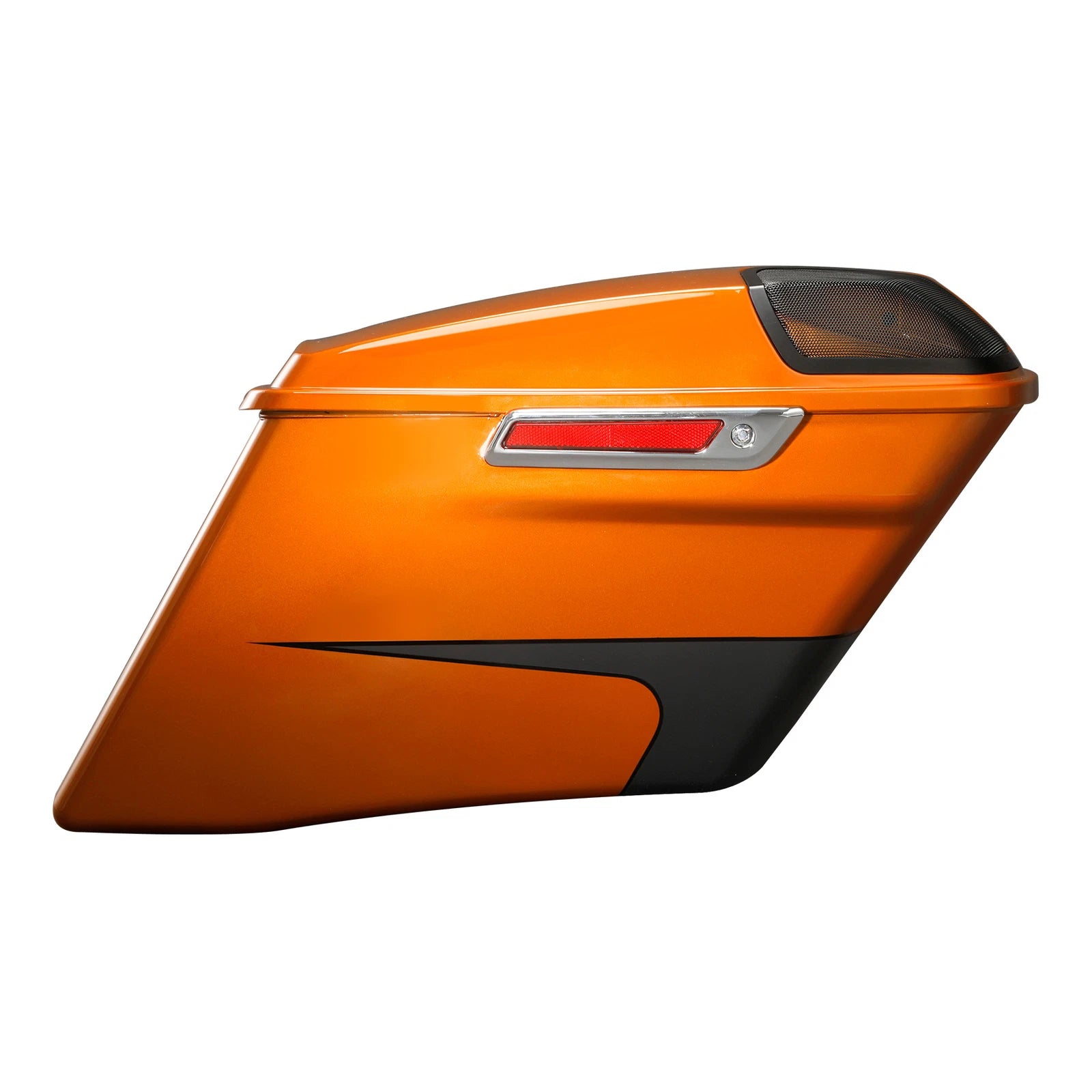 4" Stretched Saddlebags for Harley Street Glide (2014–2023) Scorched Orange/Black Denim