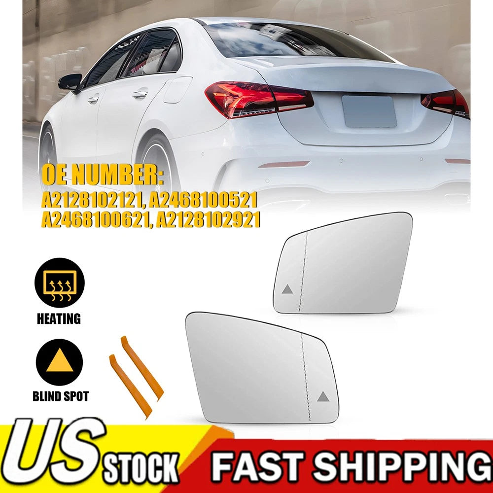 Driver Passenger Side Mirror Glass with Heat and Blind Spot for Benz E-Class (2010â2016)
