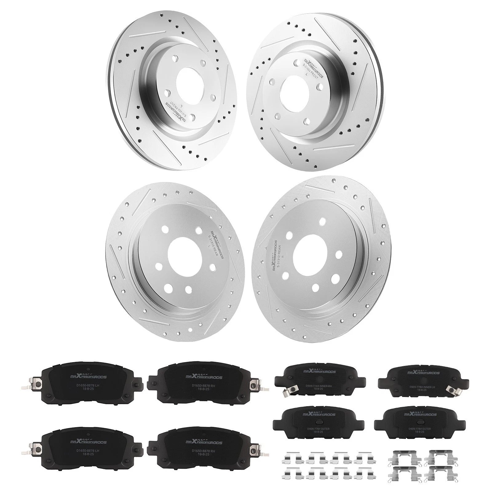 Front Rear Brake Rotors & Ceramic Pads Kit for Nissan Altima (2013–2023) S-31464