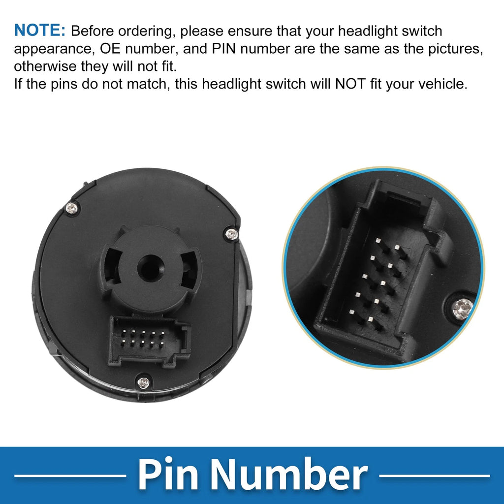 Headlight Switch for Volkswagen Caddy (2004–2008) No.1T0941431B Black