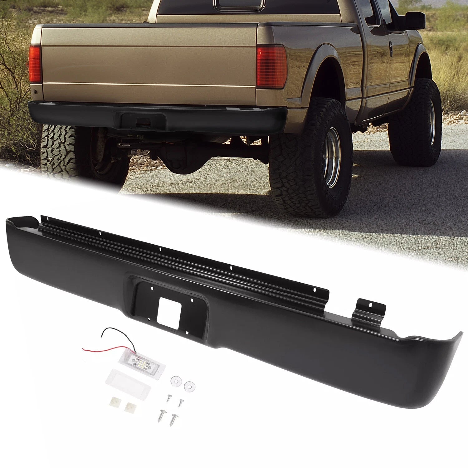 Black Steel Rear Roll Pan Assembly for Ford F-150 (2004–2010)