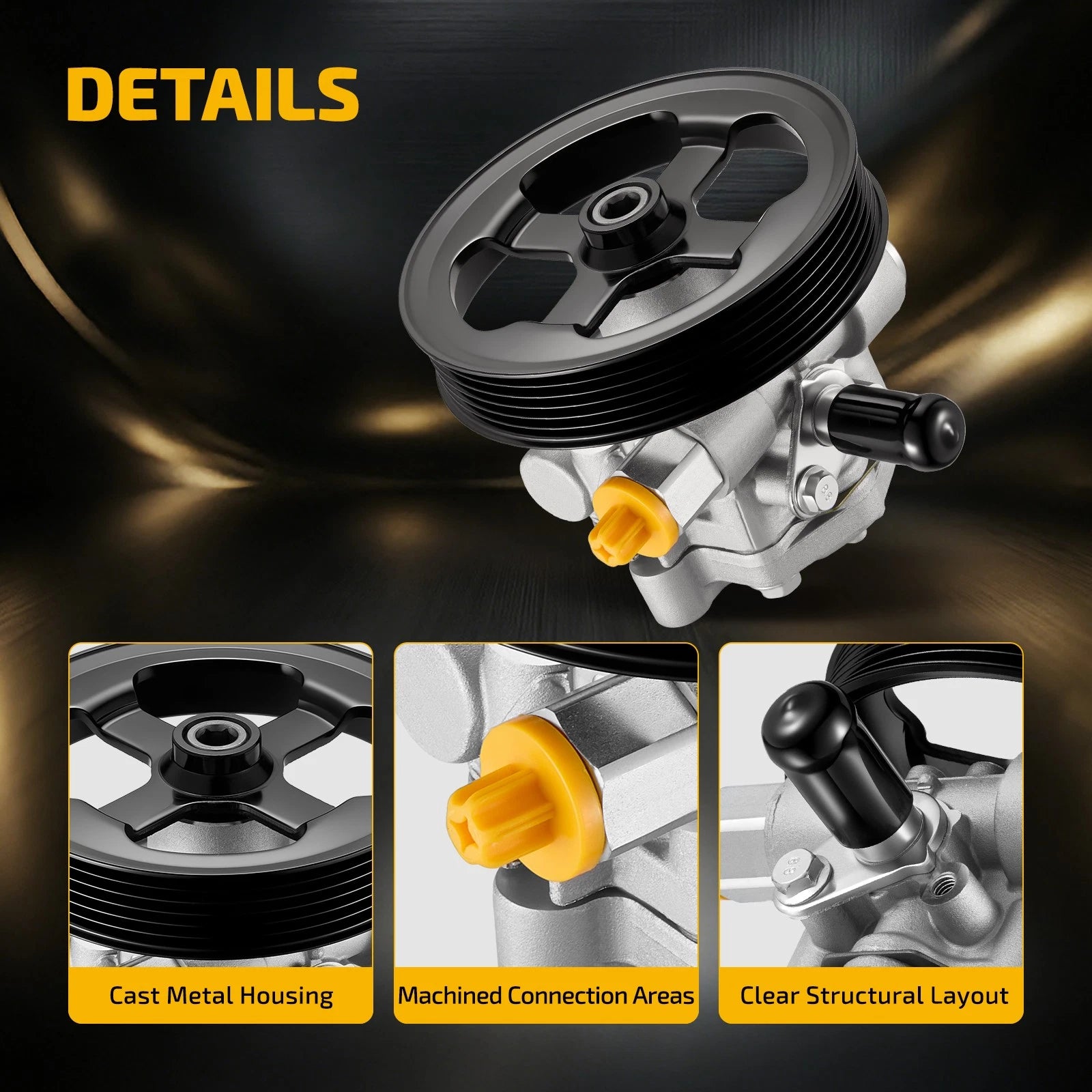 Power Steering Pump w/Pulley for Dodge Journey Chrysler 200 Sebring (2007–2019)