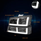 LED DRL Headlights Bumper Lamps for Chevy Silverado/Avalanche (2003–2007)