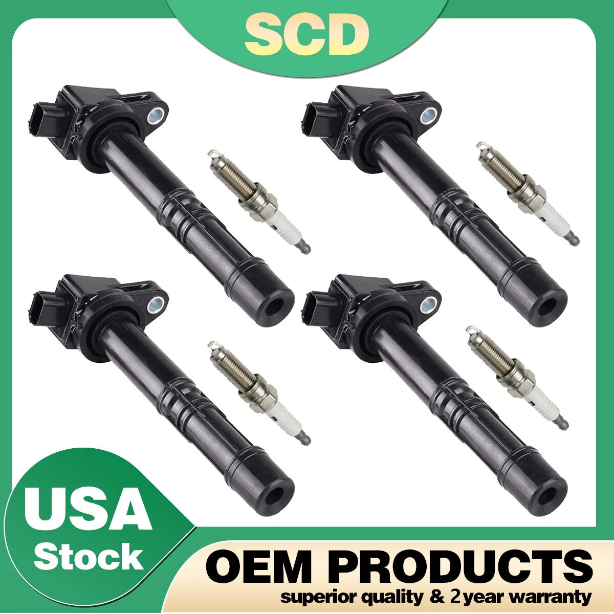 Set of 4 Ignition Coils UF602 & Spark Plugs for Honda Accord CR-V Civic Acura ILX (2012–2015)