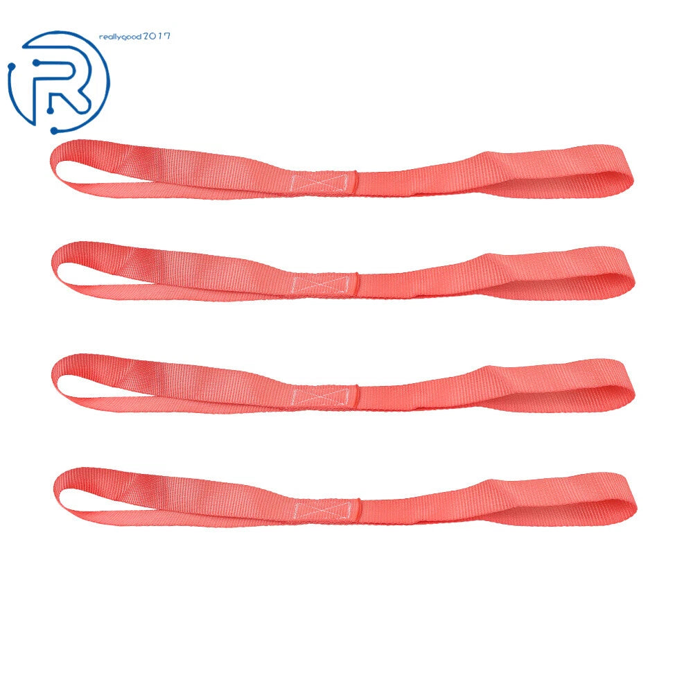 Set of 4 Red Steel 2200 LB Ratchet Tie Down Straps with Break Lock S Hooks 15 FT