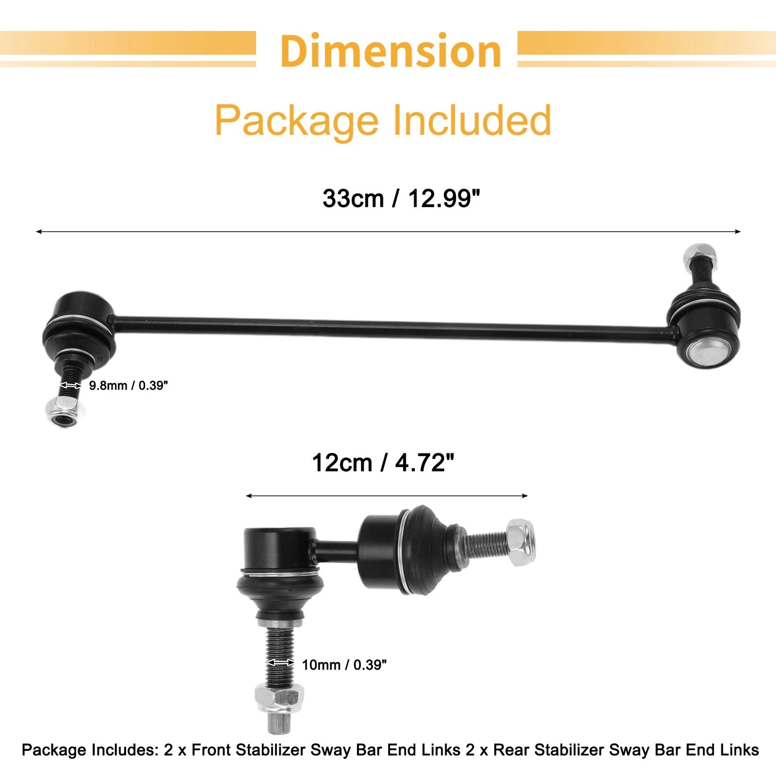 Set of 4 Stabilizer Sway Bar Links for Ford Focus, C-MAX 