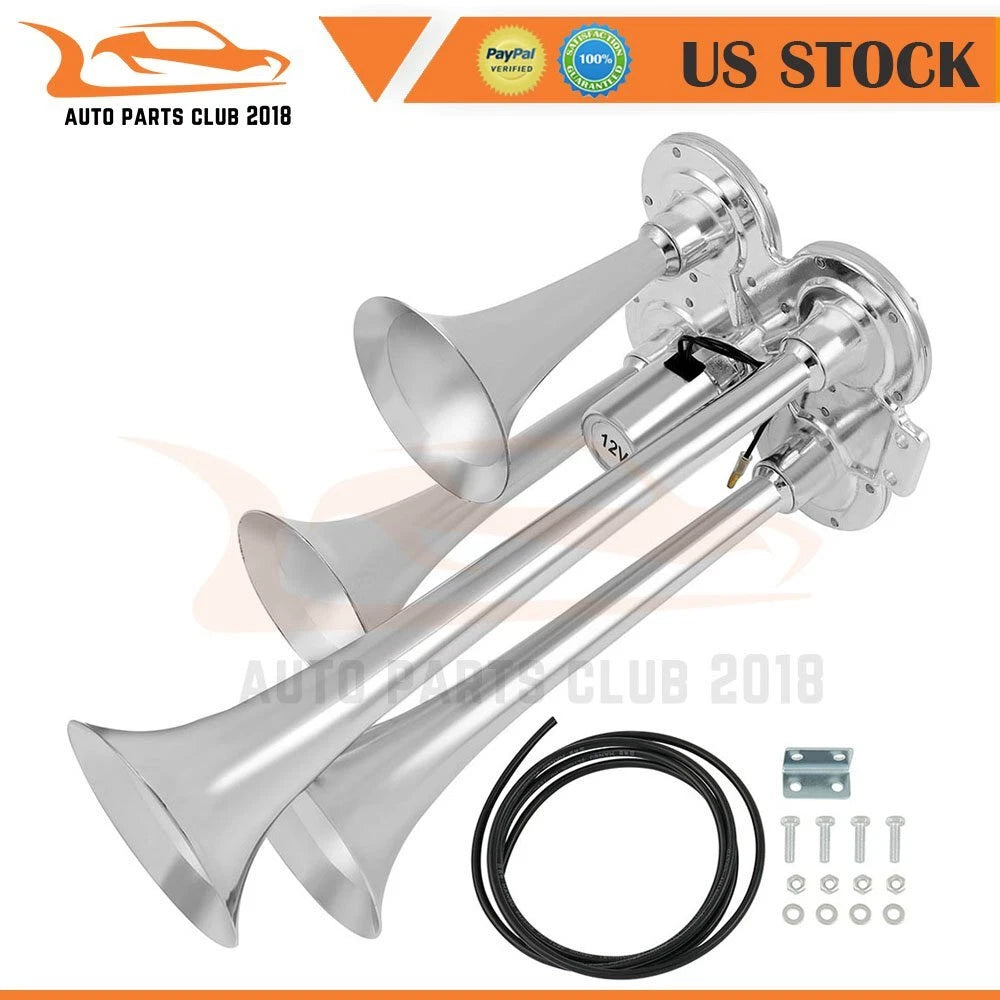 12V 150DB Quad Trumpet Horn for Truck Van Car Boat (Universal)