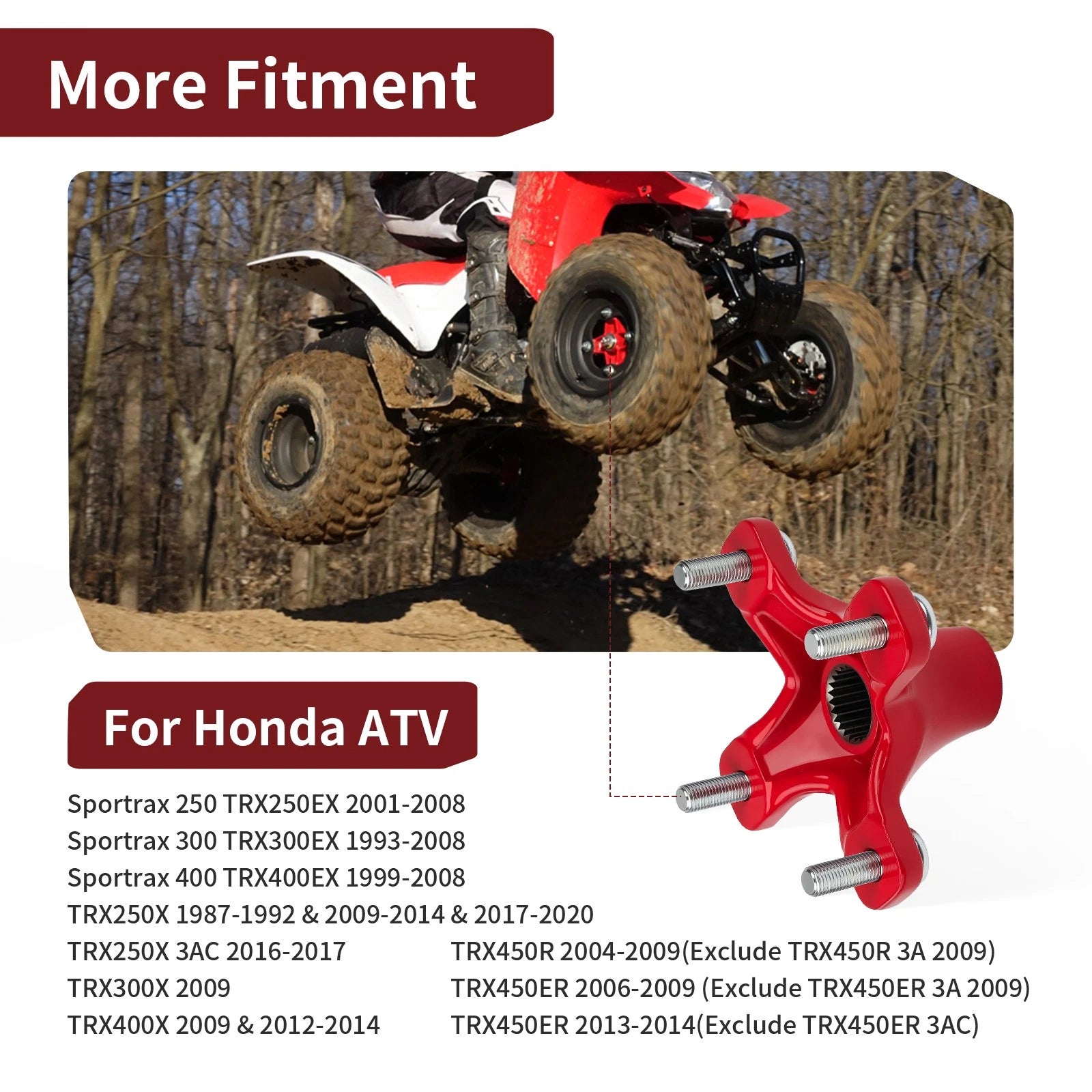 Rear Wheel Hub for Honda Sportrax TRX250EX (2001–2008), TRX300EX (1993–2008), TRX400EX (1999–2008)