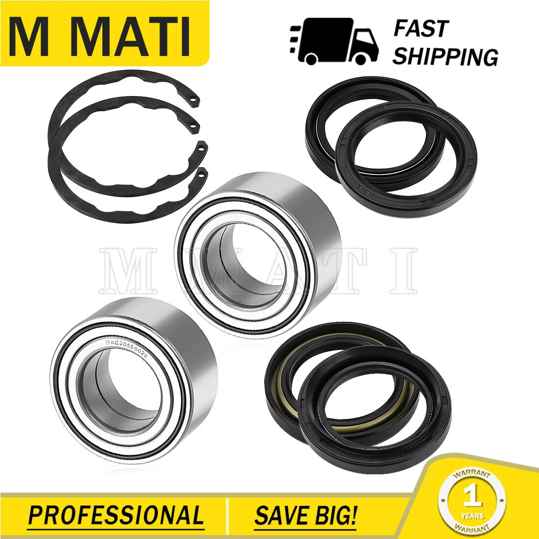 2X Front Wheel Bearing Kit for Kawasaki Bayou 300 400, Prairie 300 400 (1990–2006)