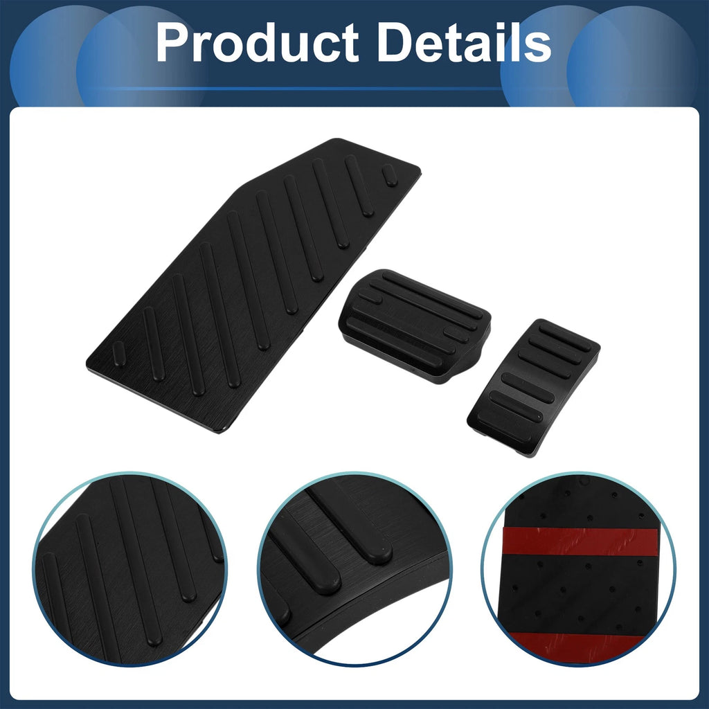 3 Pcs Automatic Foot Accelerator Pedal Covers for Ford Edge (2023) Black