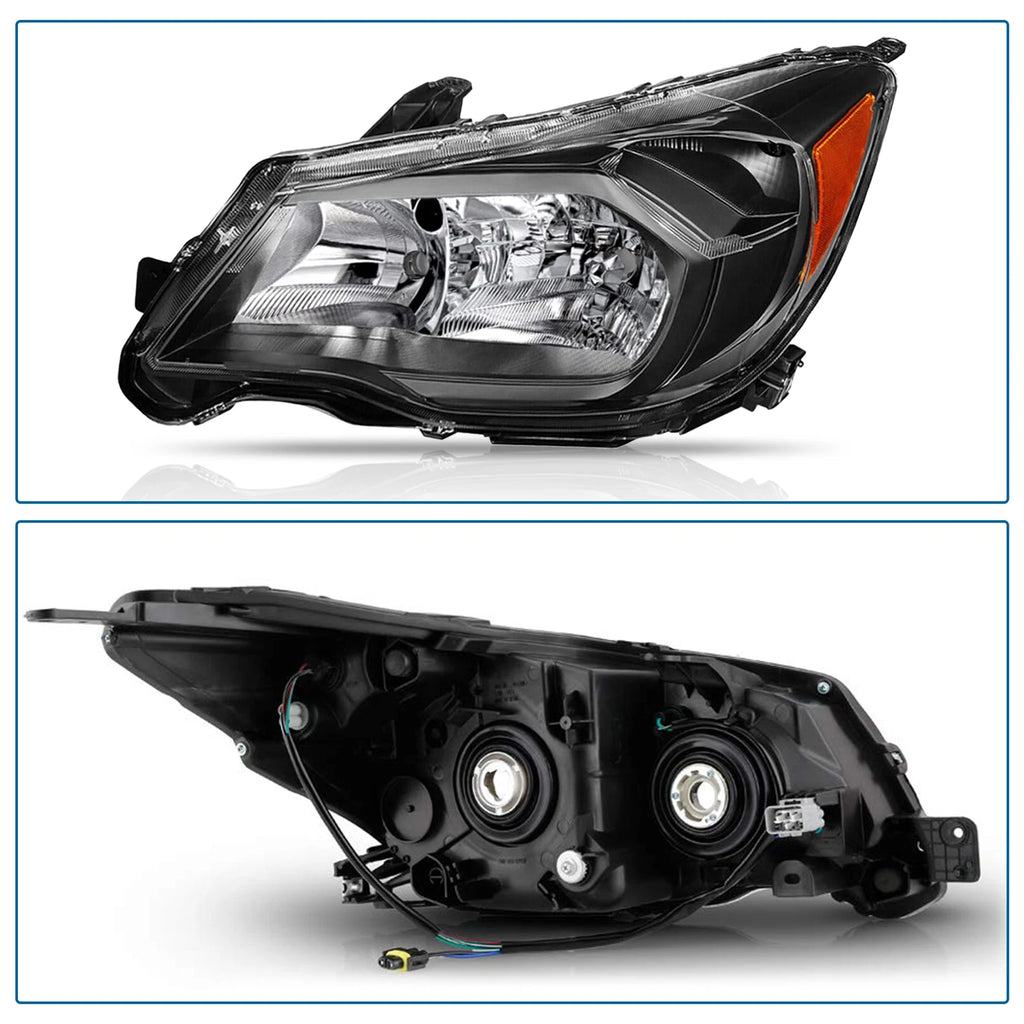 Pair of Black Halogen Headlight Lamps for Subaru Forester (2014–2016)