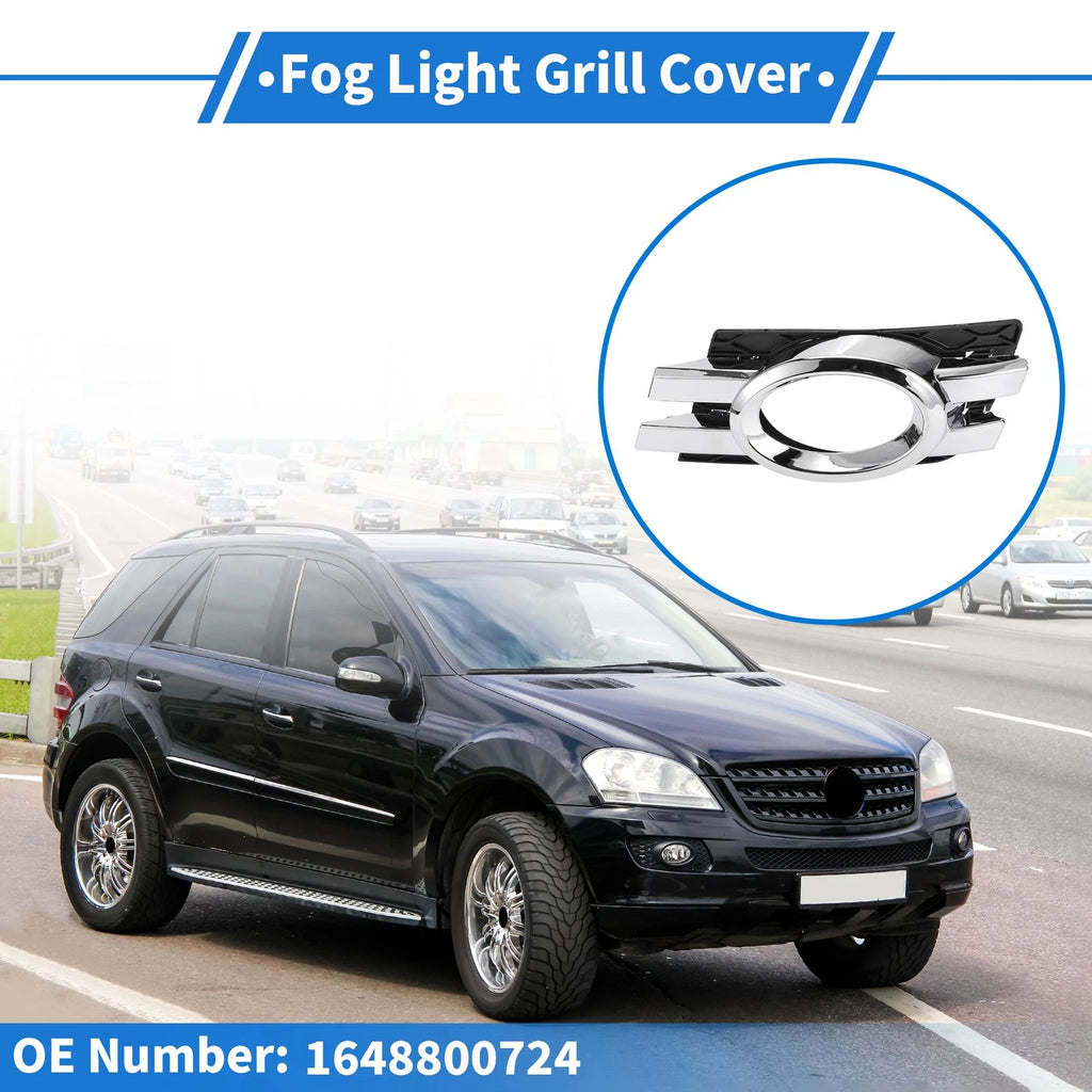 1Pc Front Left Fog Light Grill for Mercedes-Benz (2006–2012) No. 1648800724 Silver Tone