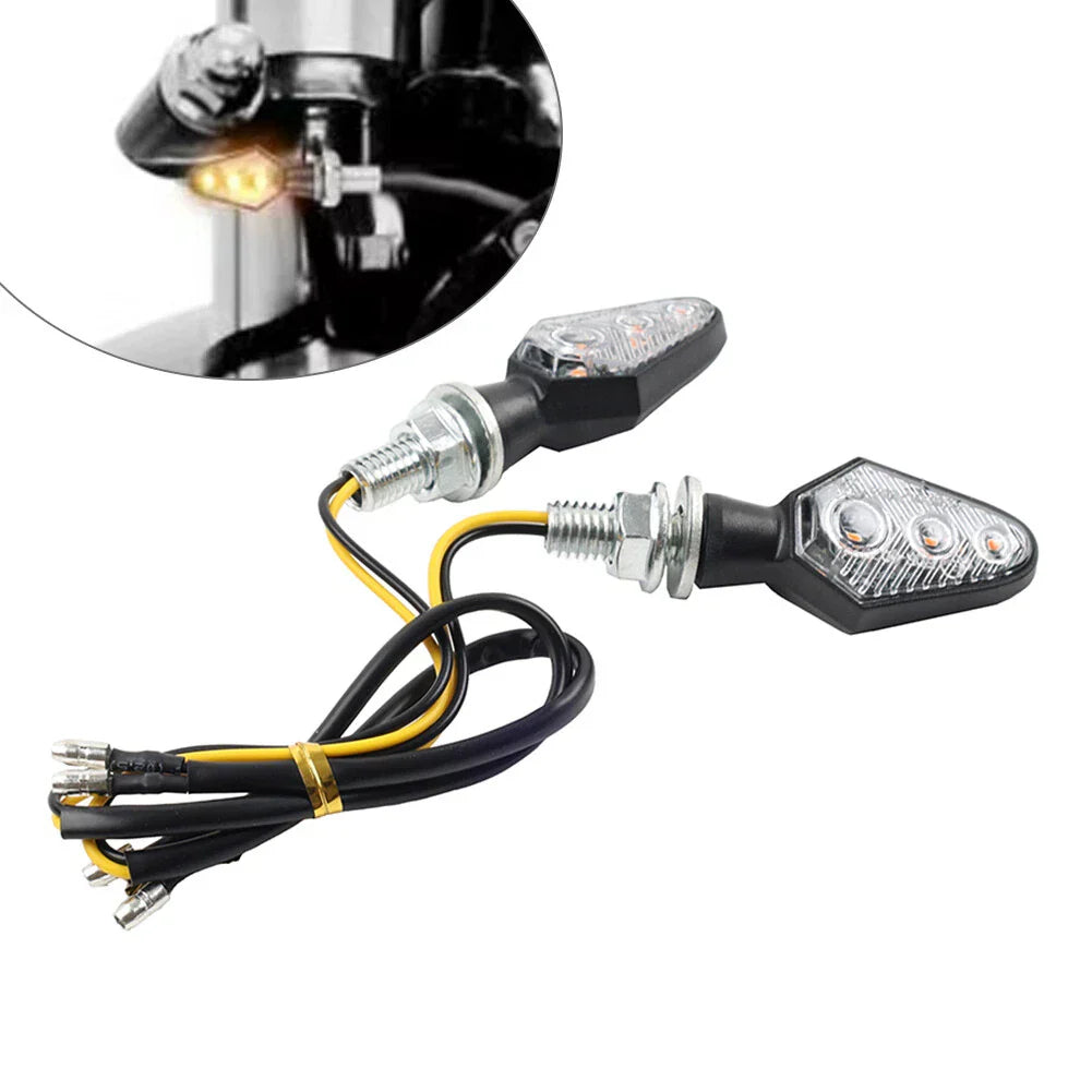 8MM Amber Motorcycle Turn Signal Light Mini Indicator for Honda, Suzuki