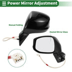 Left Door Mirror for Honda Civic (2012–2015) Manual Folding Gloss Black