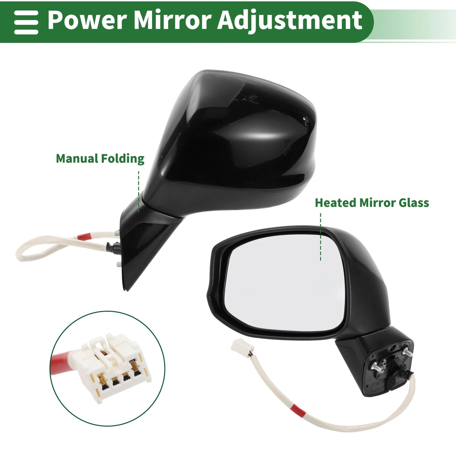 Left Door Mirror for Honda Civic (2012–2015) Manual Folding Gloss Black