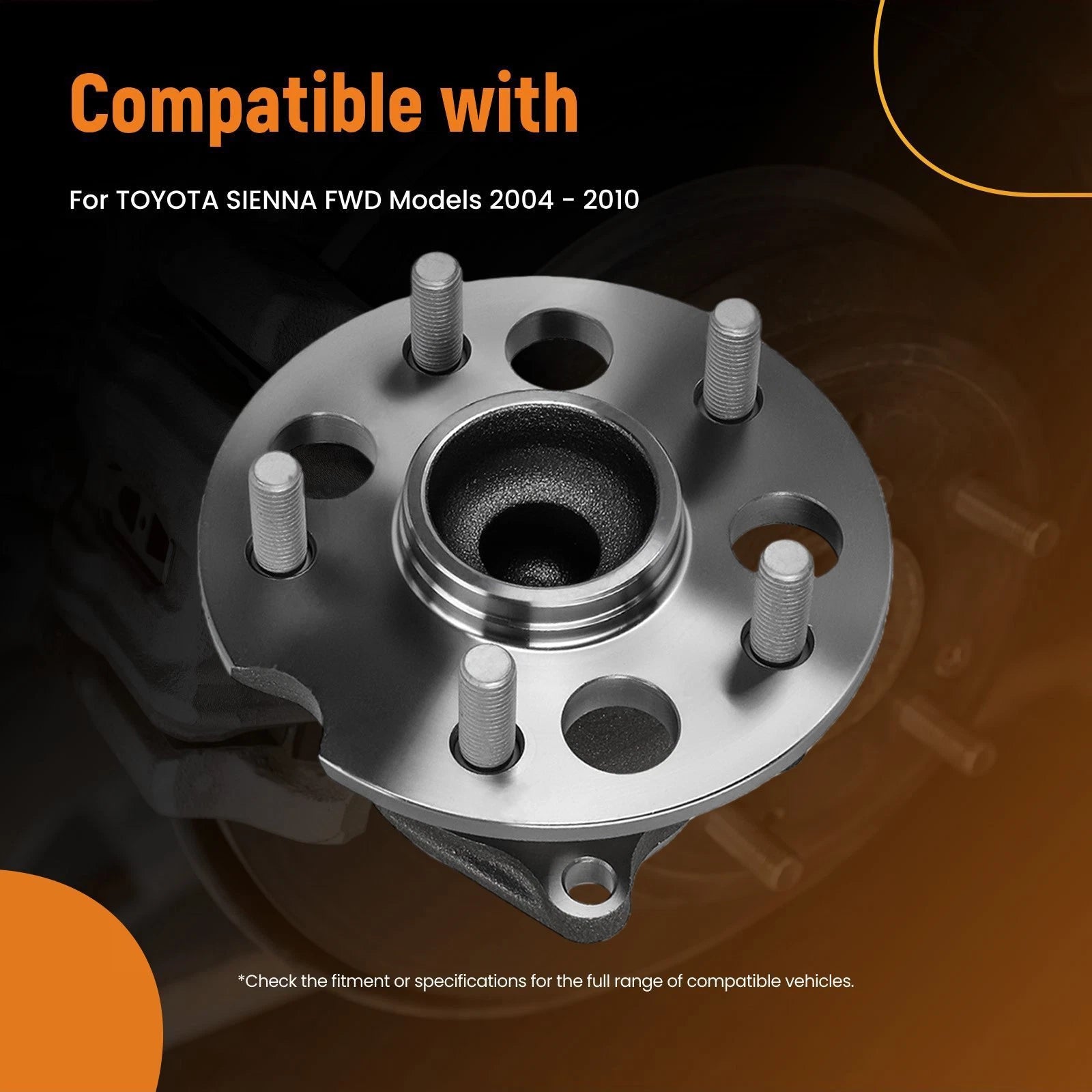 Set of 2 Rear Wheel Hub Bearing Assemblies for Toyota Sienna (2004–2010)