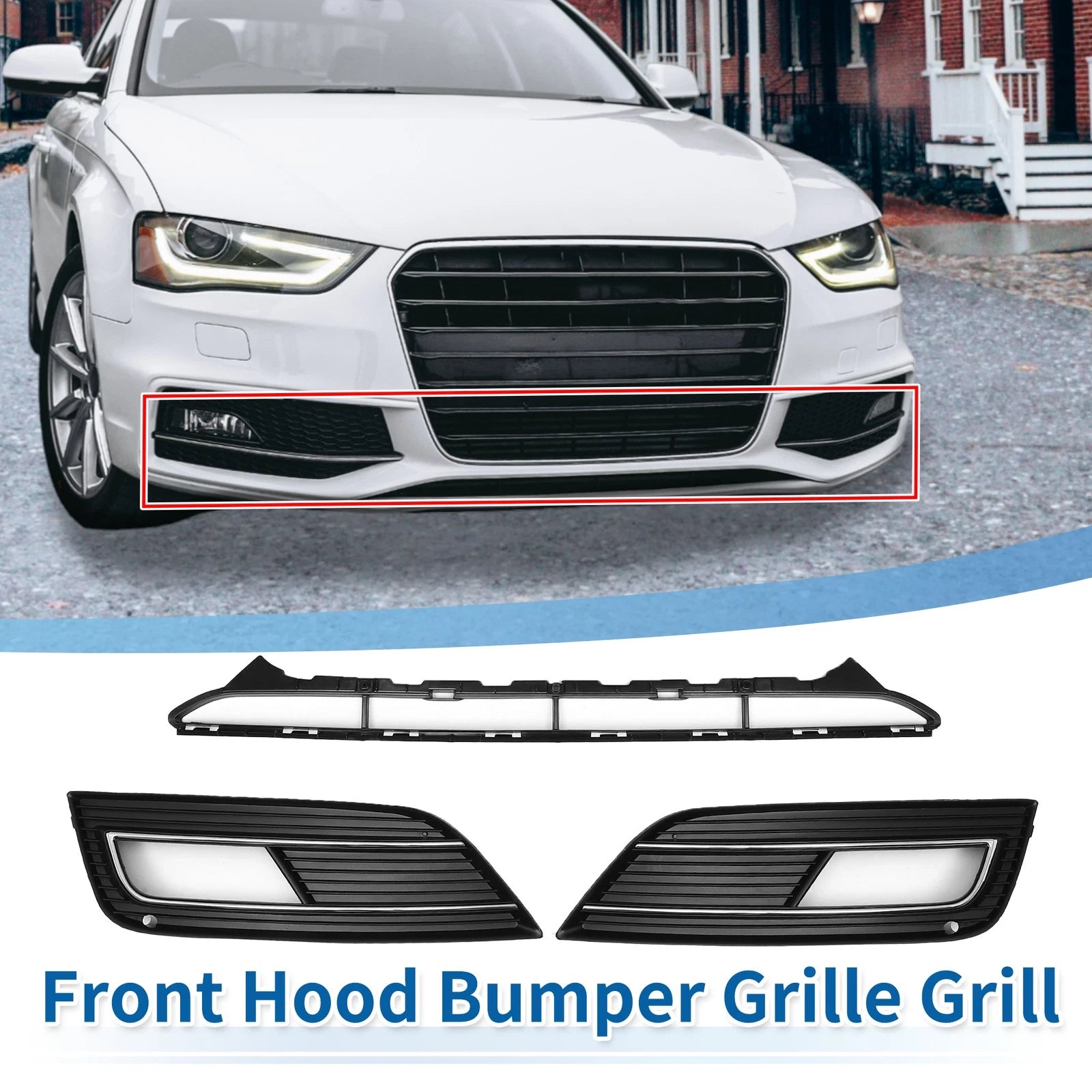 Set of 1 Front Lower Bumper Grille Grill for Audi A4 B8PA (2013–2015) No.8KD807681 Black