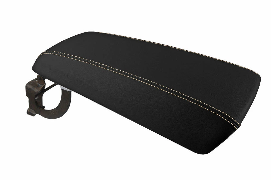 Leather Console Lid Armrest Cover for Ford Edge (2011–2020) Beige Stitch