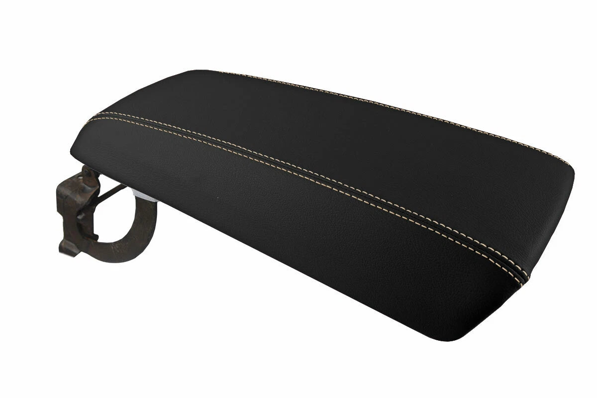 Leather Console Lid Armrest Cover for Ford Edge (2011–2020) Beige Stitch