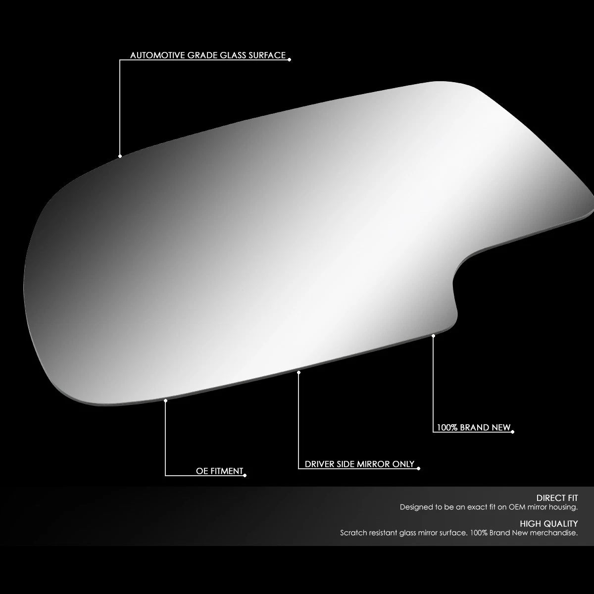 Left Side Rear View Mirror Glass for Silverado/Sierra (1999–2007)