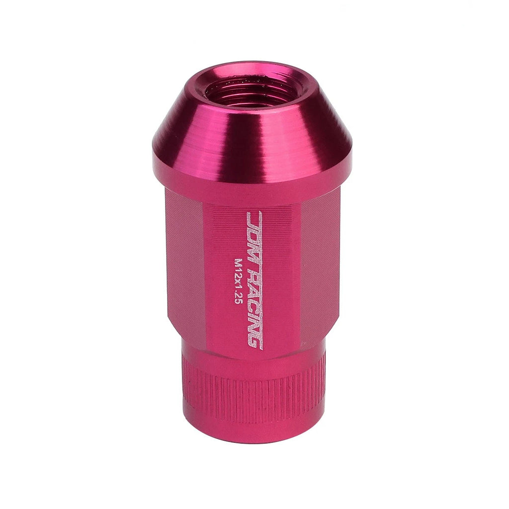 Set of 4 Open End M12x1.25 44mm Tall Pink Aluminum JDM Wheel Lug Nuts