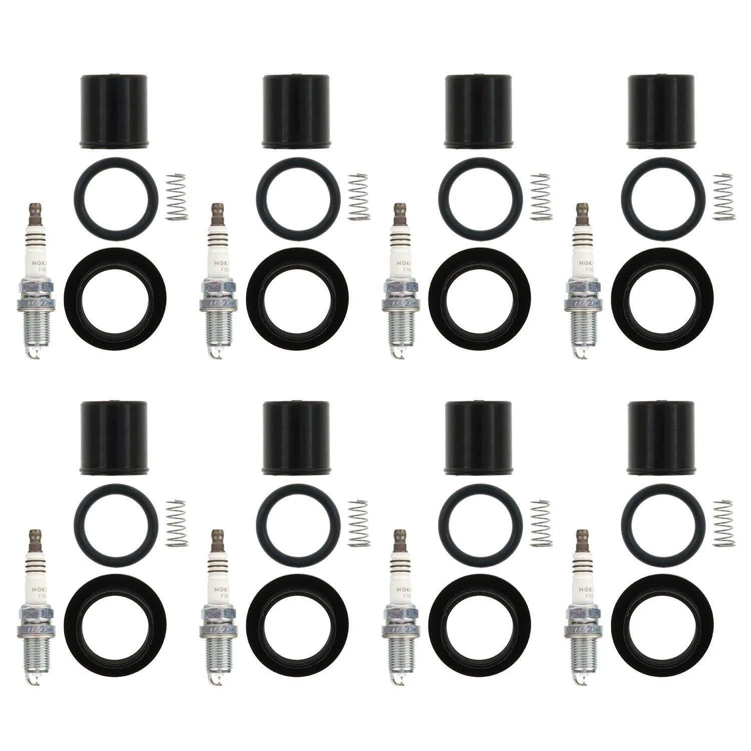 Set of 8 NGK Ruthenium HX Spark Plugs & Coil Boots for Dodge Ram 1500 (2002–2023)