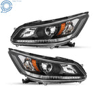 Headlight Set for Honda Accord (2013–2015) Halogen Black