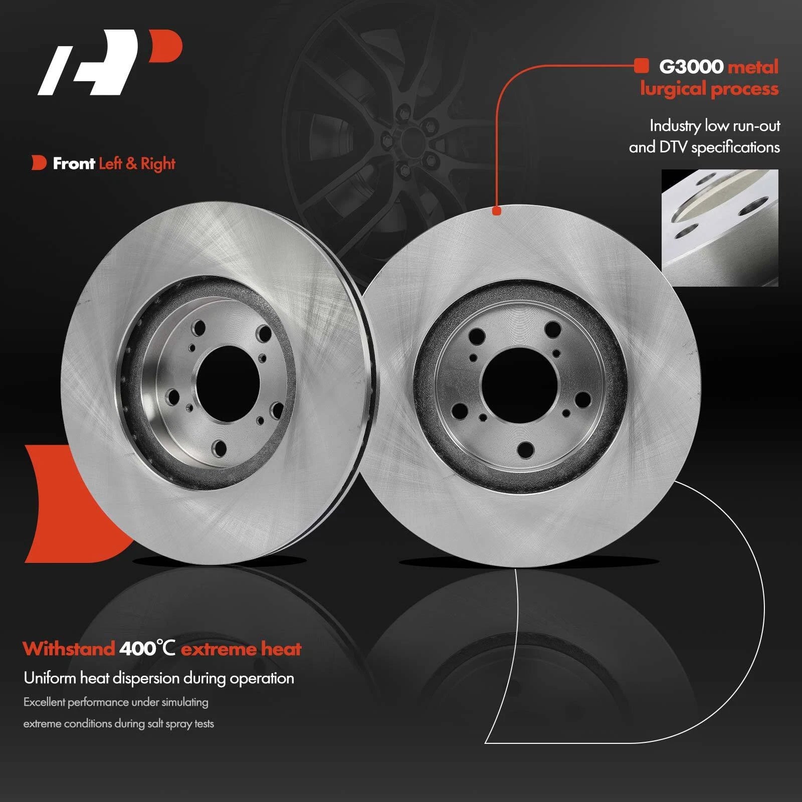Front Disc Brake Rotors & Ceramic Pads for Honda Ridgeline (2012-2014)